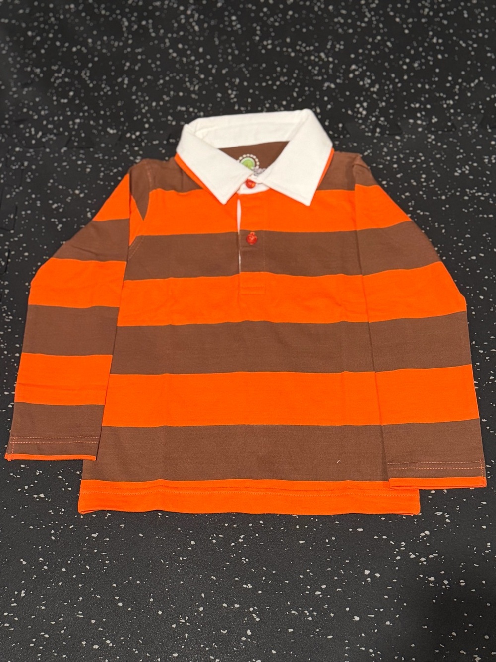 Orange and Brown Long Sleeve Rugby Shirt (CHECK DESCRIPTION)